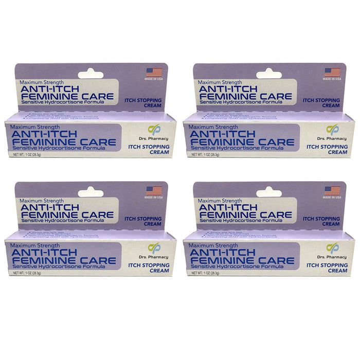 4Pk Maximum Strength Anti-Itch Cream Feminine Long Last Fast Relief Women 1 Oz