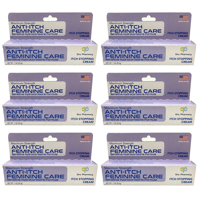 6pk Maximum Strength Feminine Anti Itch Cream Hydrocortisone Sensitive Women 1oz