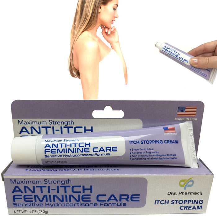 2 Maximum Strength Feminine Anti-Itch Cream Hydrocortisone Fast Act Relieve 1oz