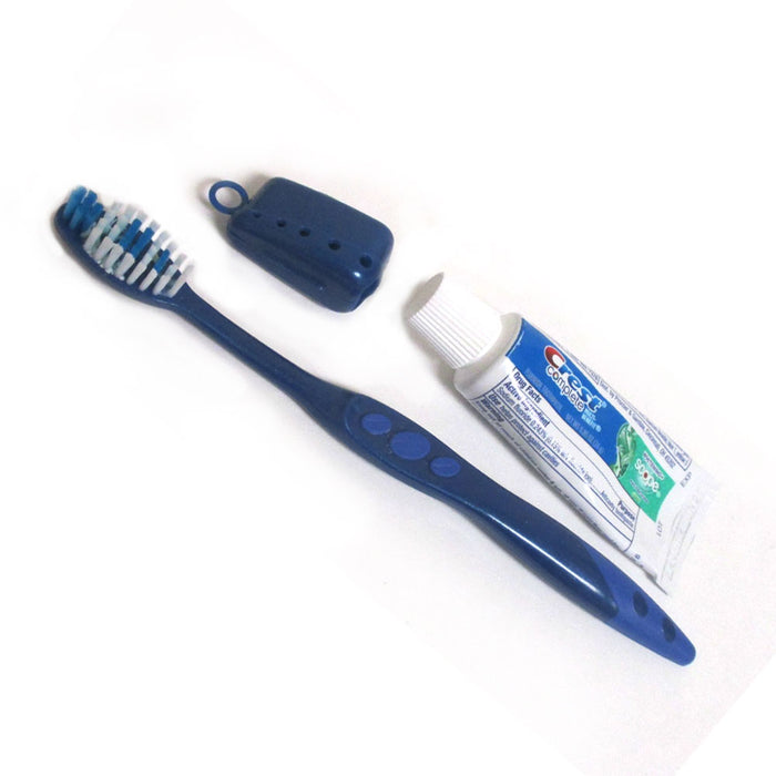 Toothbrush Toothpaste Kit Travel Set Crest .85 oz Holder 3 Piece Set Compact New