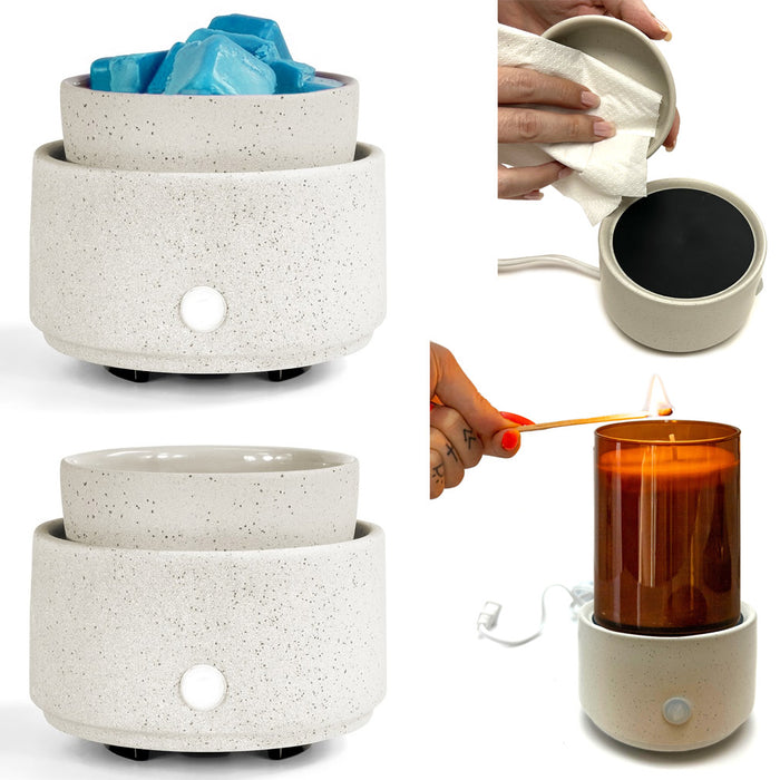 2in1 Candle Fragrance Warmer Wax Melts Scent Safe Flame Free Long Lasting Aroma