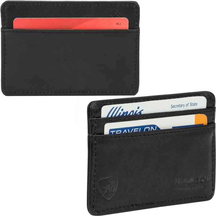 Travelon Safe ID Leather Card Sleeve Slim RFID Blocking Black Wallet C AllTopBargains Travelon Safe ID Leather Card Sleeve Slim RFID Blocking Black Wallet C AllTopBargains