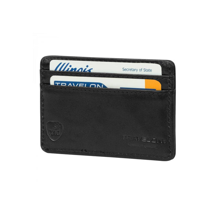 Travelon Safe ID Leather Card Sleeve Slim RFID Blocking Black Wallet C AllTopBargains Travelon Safe ID Leather Card Sleeve Slim RFID Blocking Black Wallet C AllTopBargains