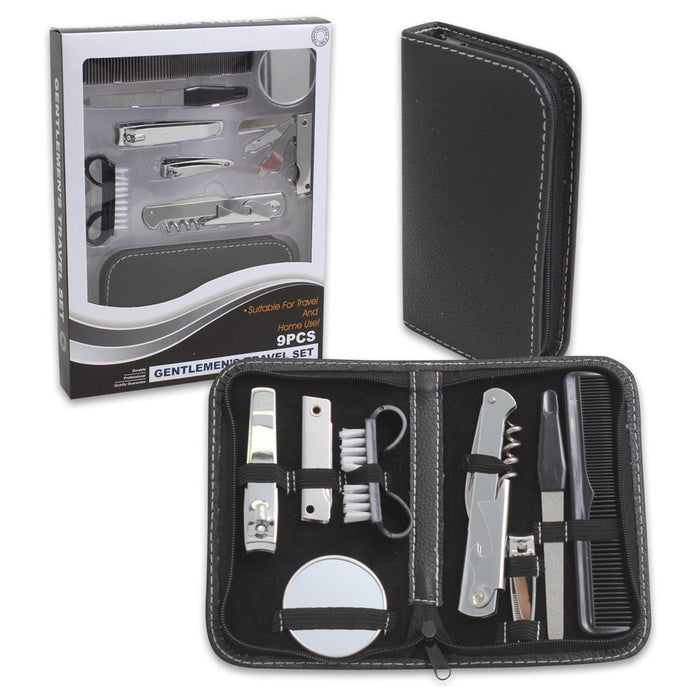 9 Pc Mens Manicure Pedicure Travel Set Gentlemen Nail Clipper Portable Toiletry