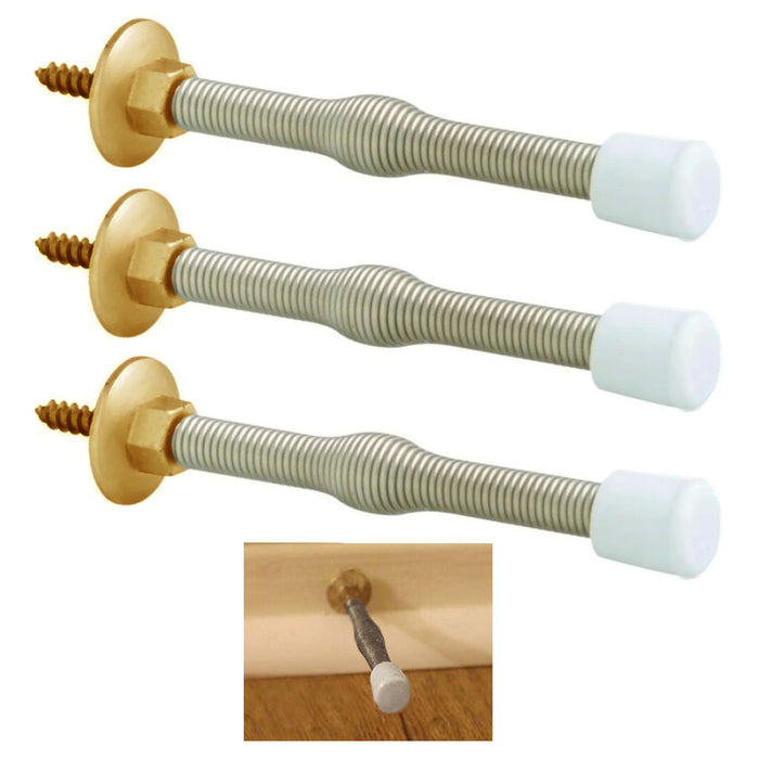 3 Pack Rubber Bumper Spring Door Stoppers Home Hotel Restaurant 3.5 Inches