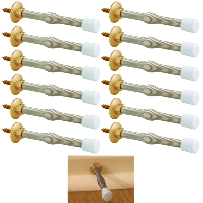12 Pack Spring Door Stopper with Rubber Bumper Spring Heavy Duty Wall Door Stop