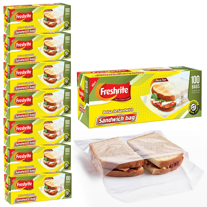 800ct Clear Fold Top Sandwich Bags BPA Free Bulk Disposable Lunch Baggies Camp