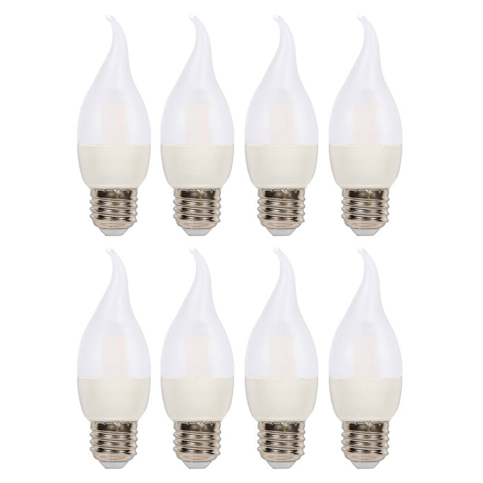 8Pc Turn Tip Light Bulbs Frosted 40W LED E26 Medium Base Lamp Flame Chandelier