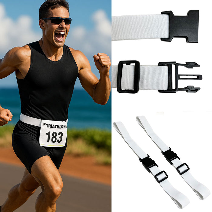 100 Pc Triathlon Running Race Number Belt Fully Adjustable Marathon Waist strap