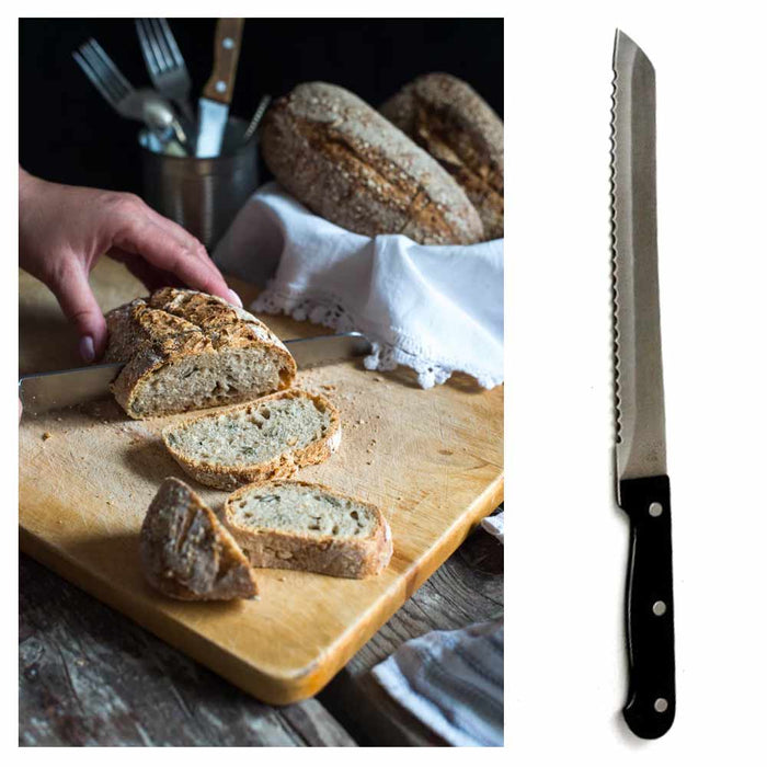 8" Serrated Slicing Bread Knife Stainless Steel Carving Blade Sharp Kitchen Cook