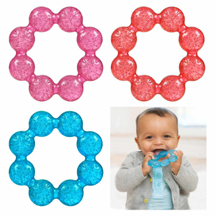 2 Pc Baby Teething Ring Water Filled Teether Chewing Toy BPA Free Soothing Gums