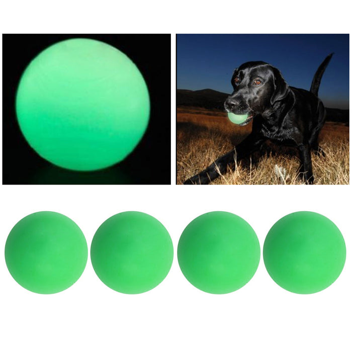 4 X Pet Big Dog Balls Chew Glow In The Dark Ball 3.5" Cat Toys Puppy Play Fetch