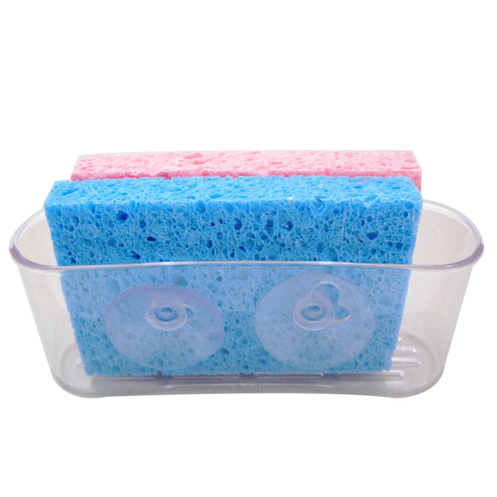 3Pack Sink Caddy Dish Soap Scrubber Sponge Holder Basket with Suction Cups Clear
