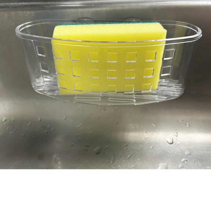 3Pack Sink Caddy Dish Soap Scrubber Sponge Holder Basket with Suction Cups Clear