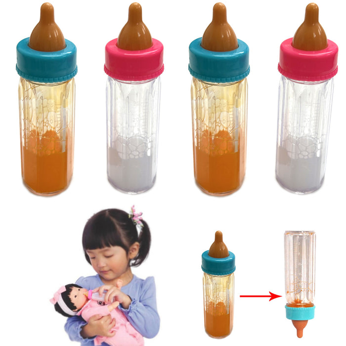 4 Pc Baby Dolls Feeding Bottle Magic Set Disappearing Milk Pretend Play Toy