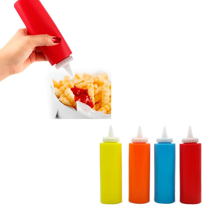 4 Condiment Squeeze Bottle Dispenser Salad Dressing Plastic 12oz Mustard Ketchup