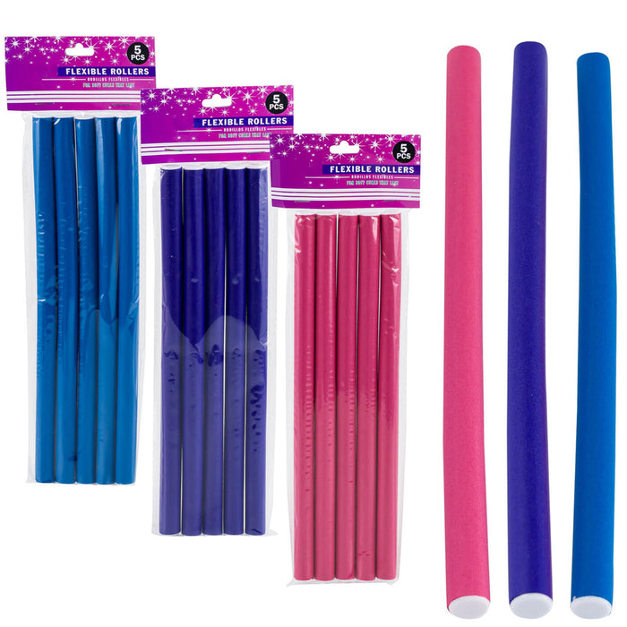 50 Heatless Flexible Hair Rollers Curlers 10" Soft Foam Flexi Twist Curling Rods