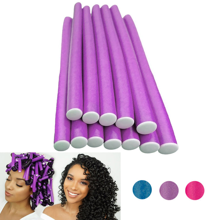 50 Heatless Flexible Hair Rollers Curlers 10" Soft Foam Flexi Twist Curling Rods