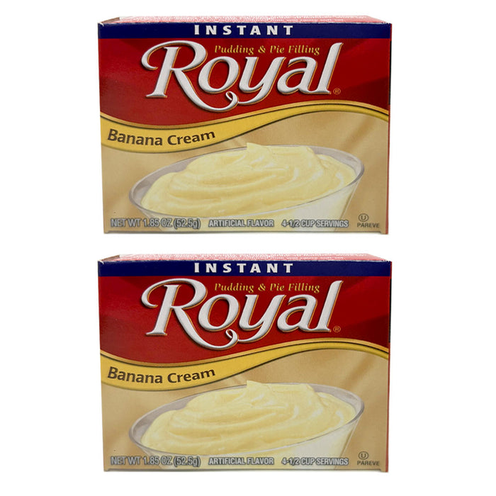 2 Packs Royal Banana Cream Instant Pudding Pie Filling Dessert Mix 1.85oz Each