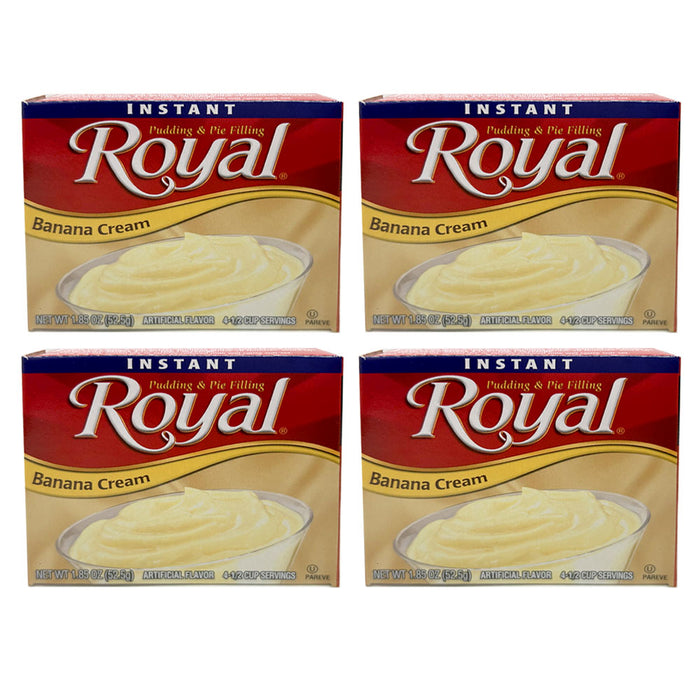 4 Pk Royal Instant Pudding Mix Banana Cream Flavor Crepe Pie Filling 1.85oz Each