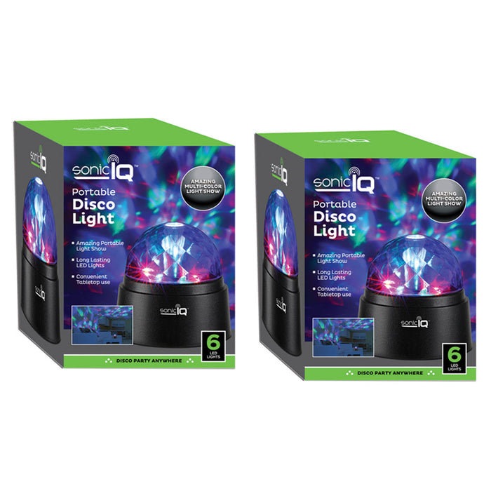 2 Portable Disco Lights LED Battery Stage Crystal Ball Strobe Disco Party Black