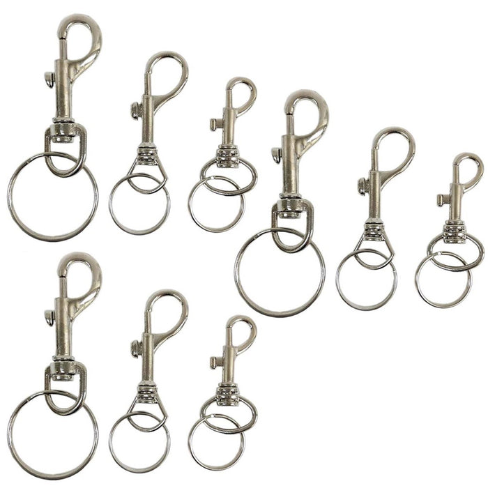 9PC Round Steel Swivel Eye Bolt Snap Hook Key Chain Pet Leash Multipurpose Clasp