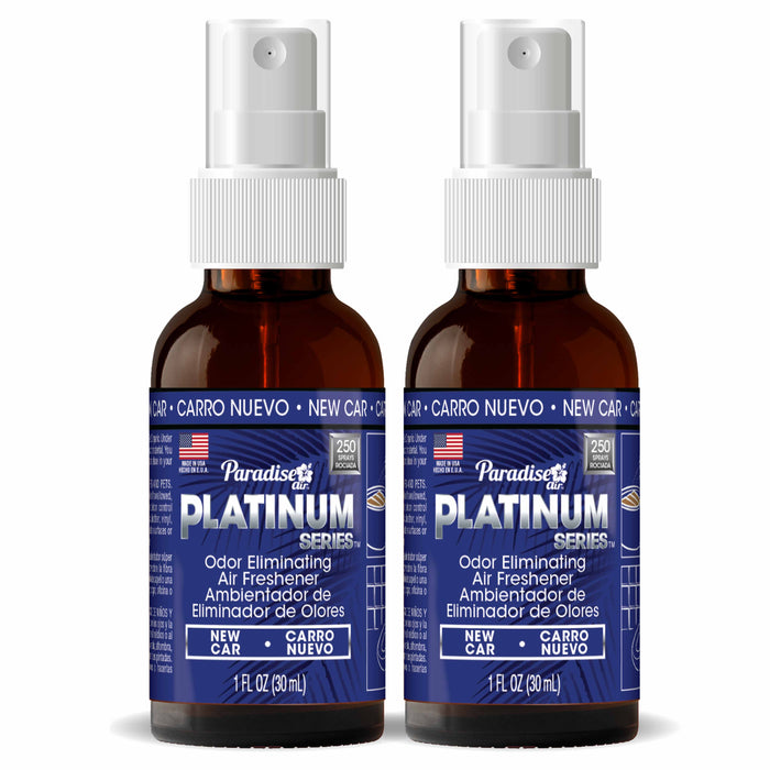 2 Paradise Platinum Air Freshener Spray Odor Eliminator Fragrance Scent New Car