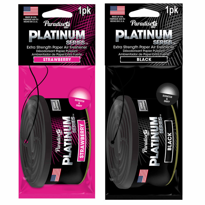 6 Pk Paradise Platinum Air Freshener Hanging Car Aroma Fragrance Assorted Scents