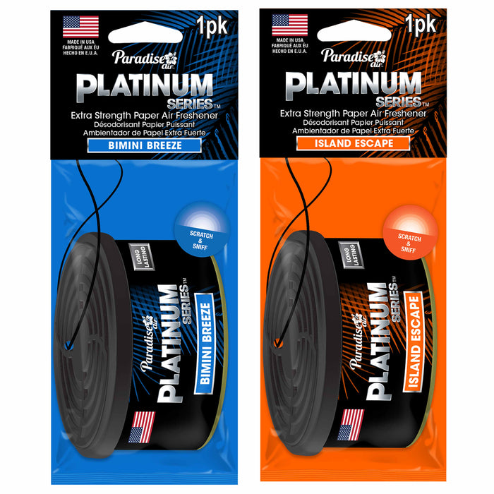 6 Pk Paradise Platinum Air Freshener Hanging Car Aroma Fragrance Assorted Scents