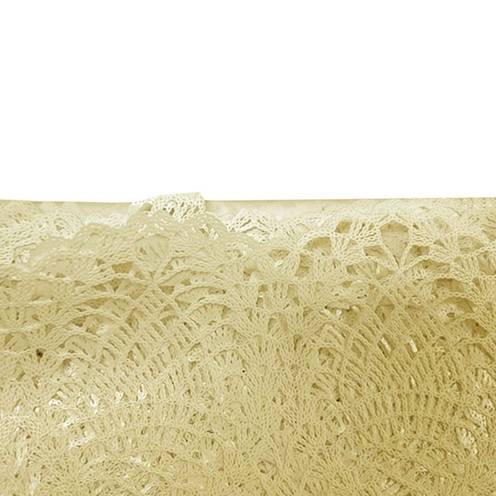 1 Beige Crochet Lace Vinyl Tablecloth Vintage Doily Table Cloth Rectangle 54X72