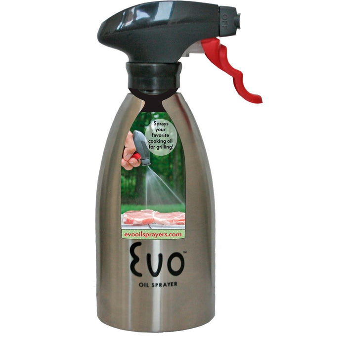 Evo Oil Stainless Steel Trigger Sprayer Bottle Cooking BBQ Kitchen 16 Oz