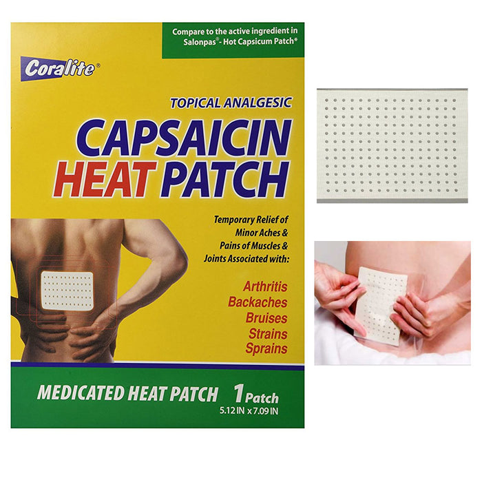 6 Pc Coralite Capsaicin Heat Patch Hot Pads Pain Relief Therapy Press Pack Wrap