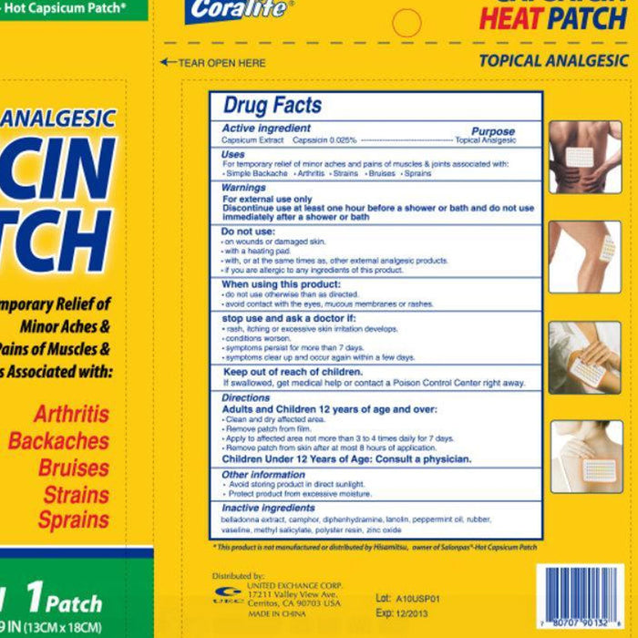 6 Pc Coralite Capsaicin Heat Patch Hot Pads Pain Relief Therapy Press Pack Wrap