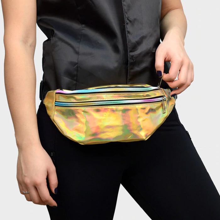 Shiny Fanny Pack Adjustable Belt Waist Bag Hip Rave Festival Hologram Bum Travel