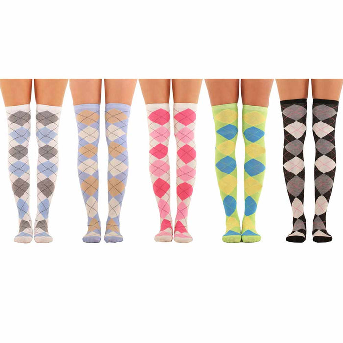 4 Pair Women Girls Long Socks Striped Over The Knee Thigh High Stocking 9-11