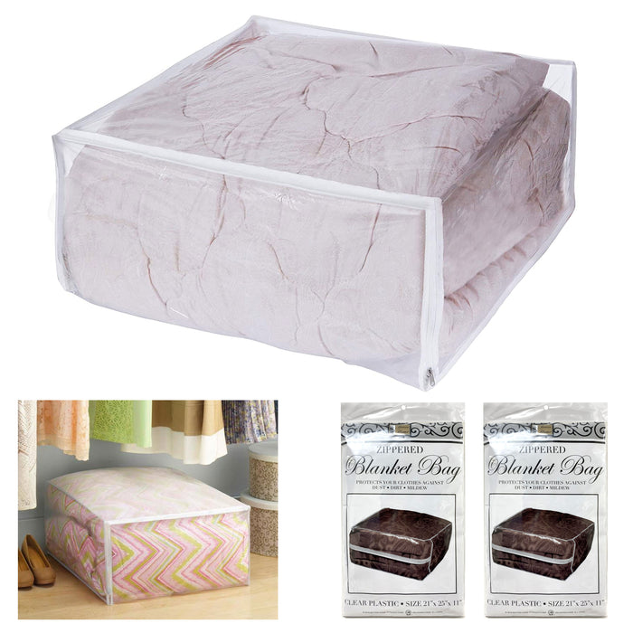 2 Large Blanket Bag Comforter Quilt Garment Clothes Storage 25" Protective Cover
