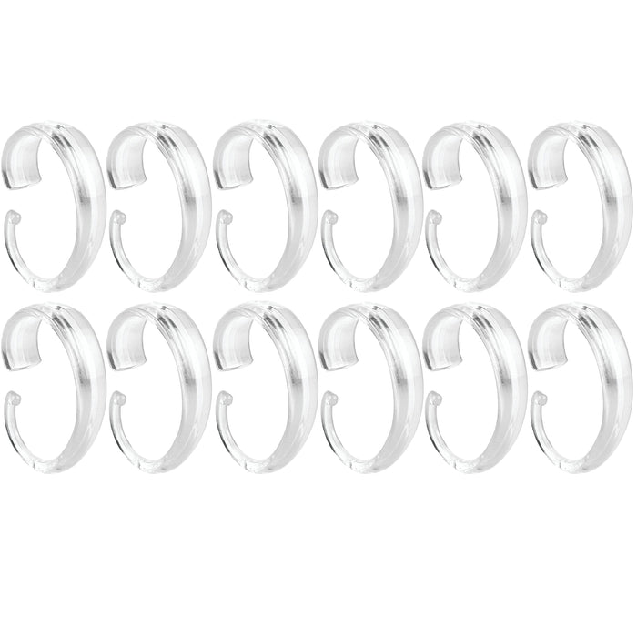 12 X Shower Curtain Rings Set Clear Plastic Hook Type C Shaped Rod Hooks Bath