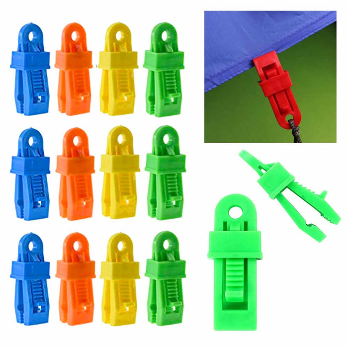 24 Heavy Duty Plastic Clamp Set Clips Hold Down Tarp Tent Awning Emergency Snap