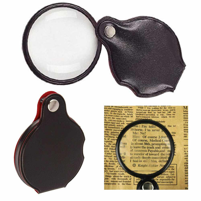 1 Pc 5X Mini Magnifying Glass Folding Pocket Magnifier Loupe 2" Magnification