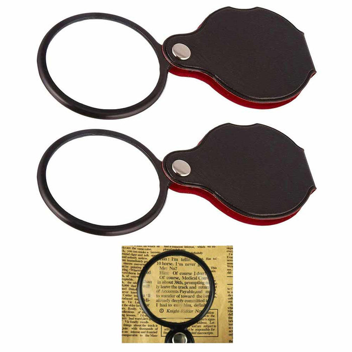 2 Pc 5X Folding Pocket Magnifier Loupe Glass Lens Reader Magnifying 2" Reading