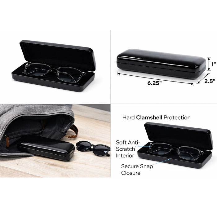 Black Hard Glasses Case Protective Clamshell Eyeglass & Sunglasses Case 1pc
