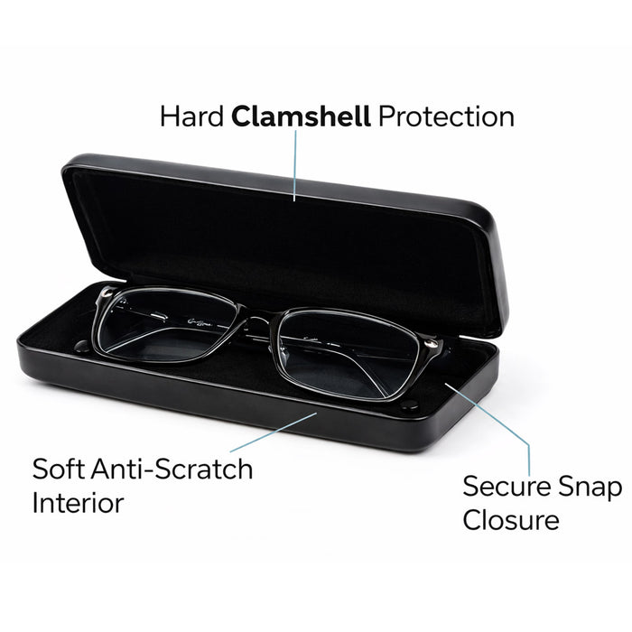 Black Hard Glasses Case Protective Clamshell Eyeglass & Sunglasses Case 1pc
