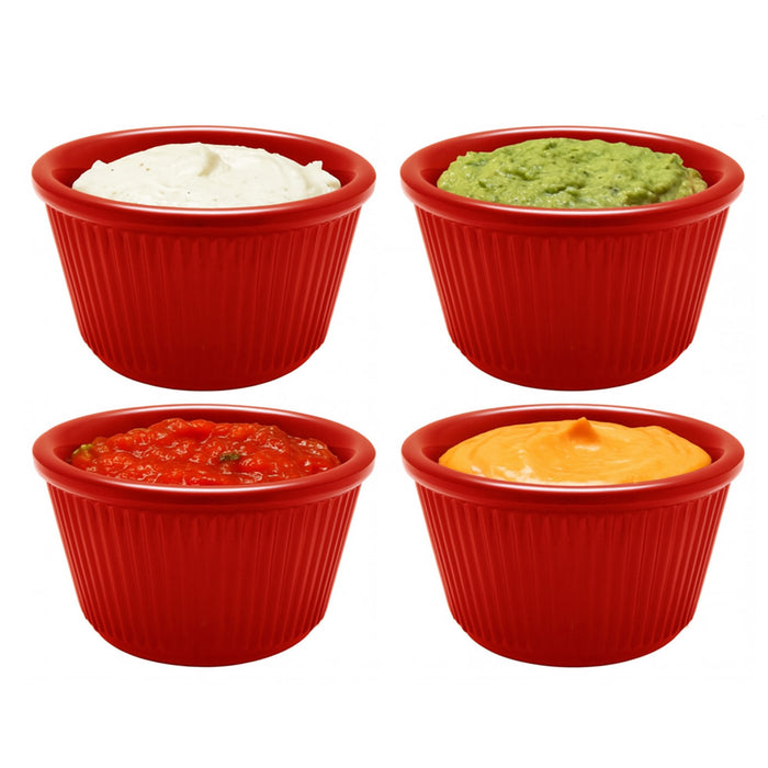 12 Pc Ramekins Red Mini Melamine Condiment Dip Cups Bowl BPA Free Dish Saucer