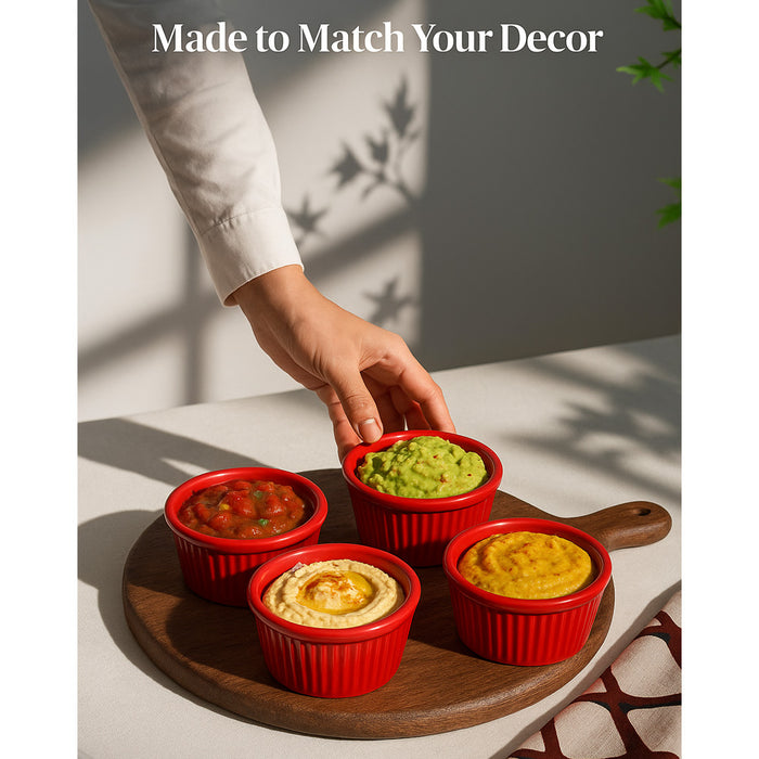 12 Pc Ramekins Red Mini Melamine Condiment Dip Cups Bowl BPA Free Dish Saucer
