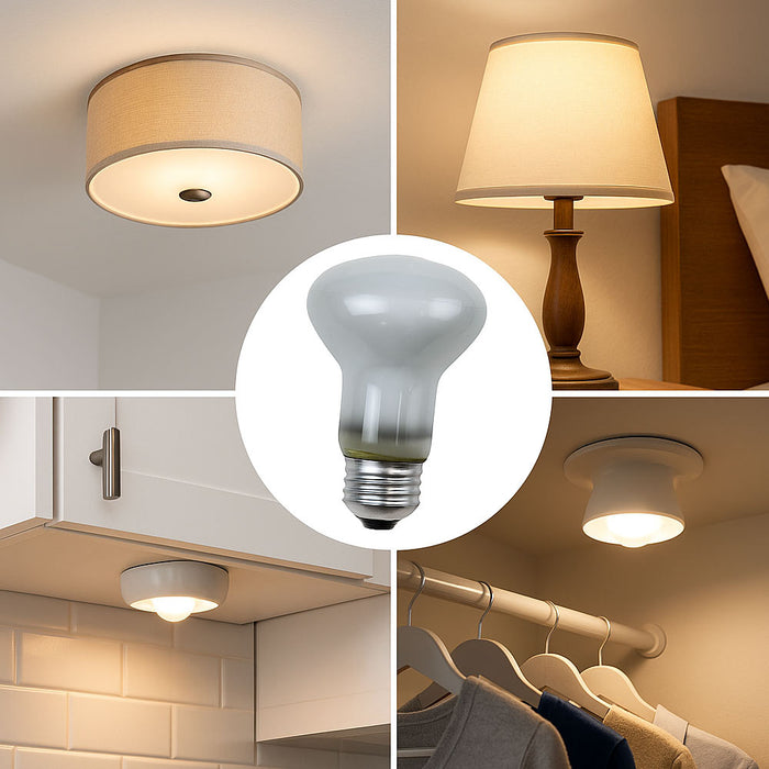 2 White Reflector Flood Light Bulb R20 50w 120v Replacement Lighting Lamp 2500hr