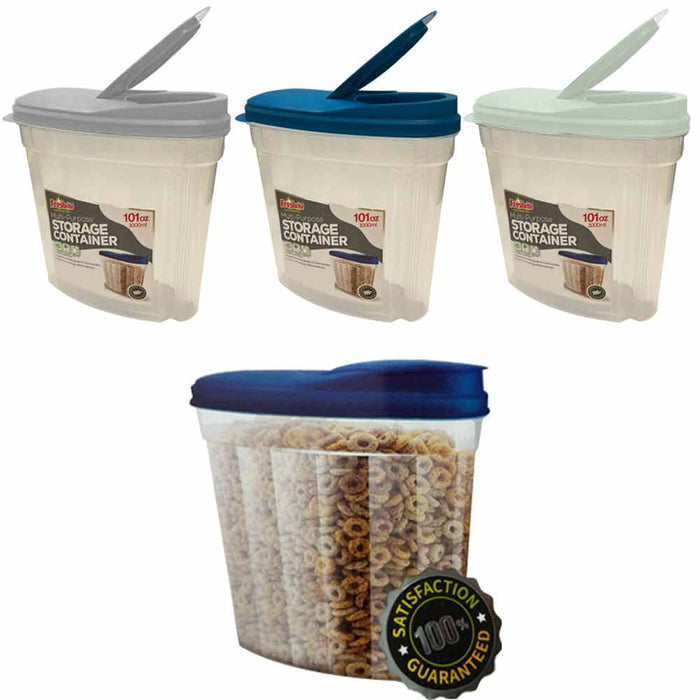 1 Cereal Container Dry Food Storage BPA-Free Plastic Pantry Rice Pasta Nut 101oz