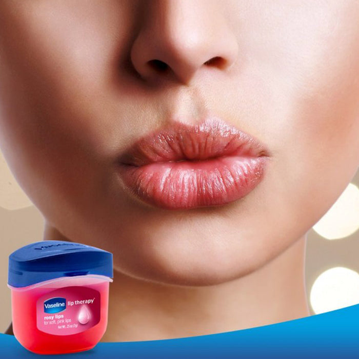 2 Vaseline Therapy Lip Balm 0.25 Oz Rosy Flavor Petroleum Jelly Mini Jar Lipbalm