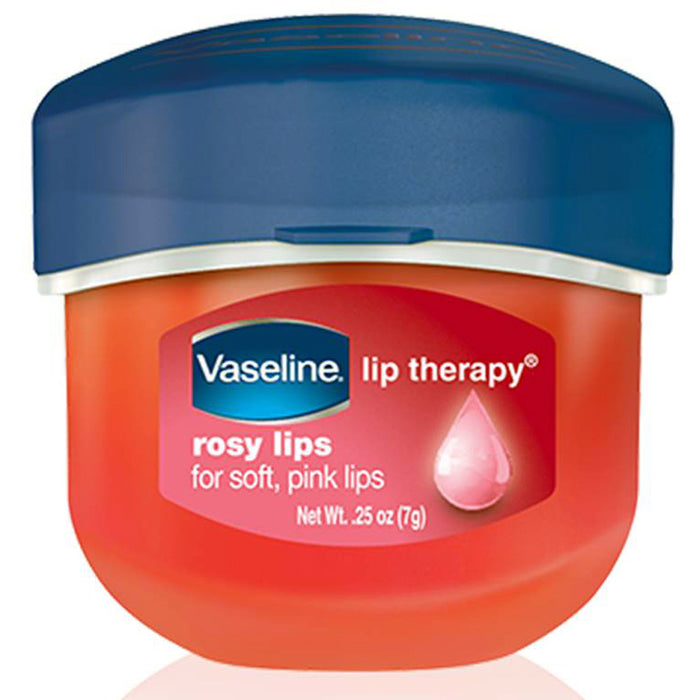 2 Vaseline Therapy Lip Balm 0.25 Oz Rosy Flavor Petroleum Jelly Mini Jar Lipbalm