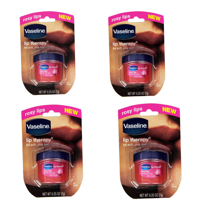 4 Pack Vaseline Lip Therapy Rosy Flavor Balm Glowing Dry Chapped Lips 0.25 Oz