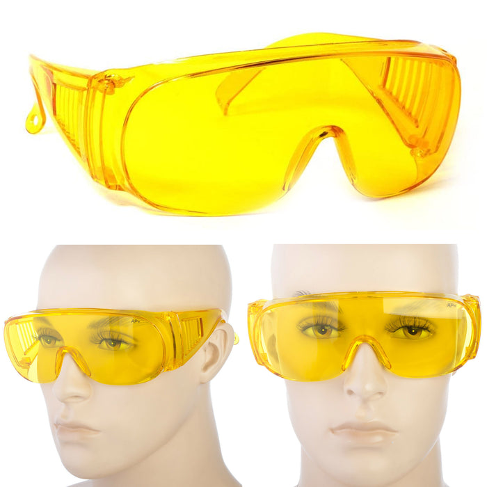 1 Pair Sunglasses Fit Over Frame Cover Glasses Drive Lens Safety Large Yellow